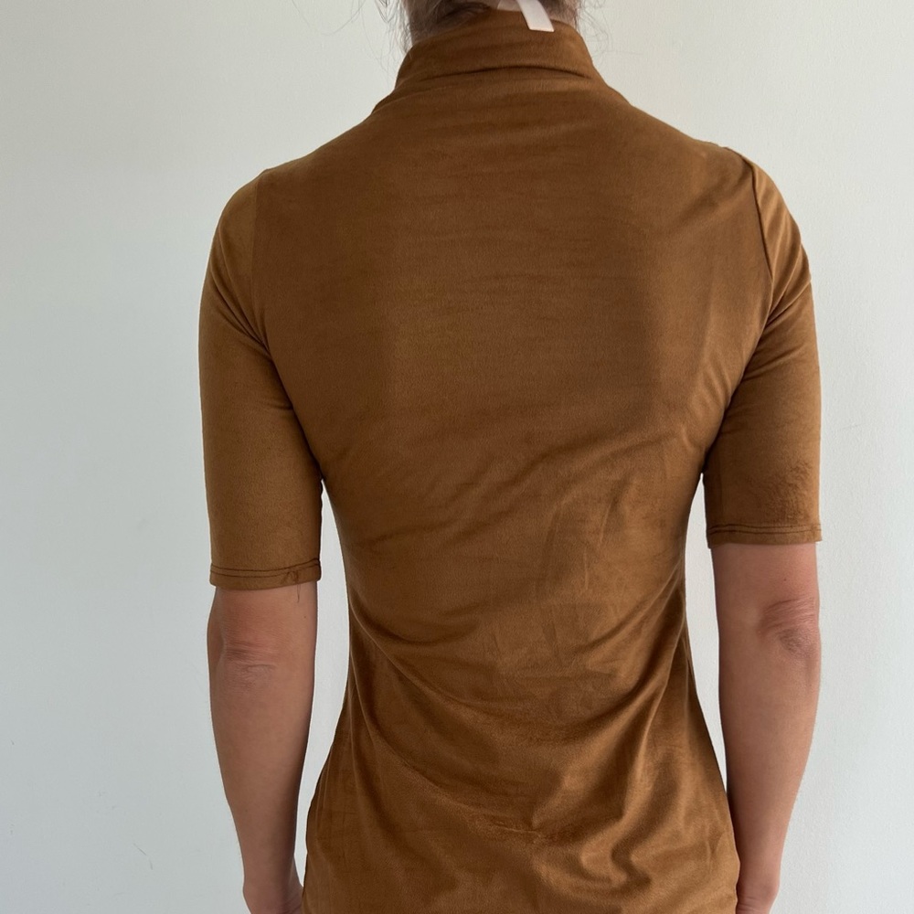 SUEDE TURTLE NECK TAN DRESS